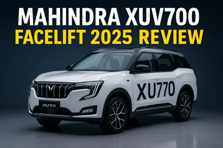 Mahindra XUV700 Facelift 2025 in Ebony Edition black parked with panoramic sunroof view