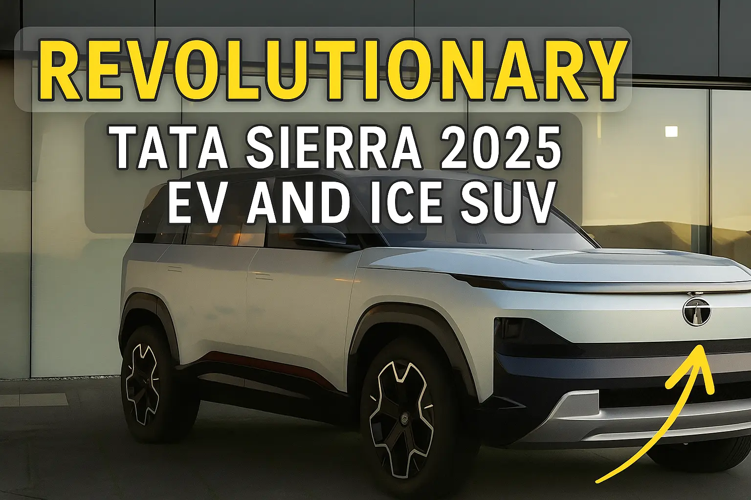 Tata Sierra 2025 EV and ICE versions with triple screen dashboard and panoramic sunroof, showcased at Bharat Mobility Expo