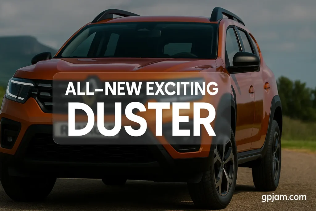 2025 Renault Duster SUV front view showcasing bold grille, high ground clearance, and rugged design.