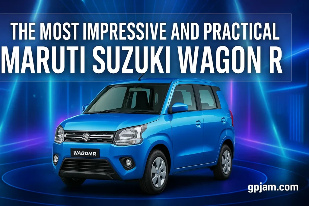 Maruti Suzuki Wagon R 2025 hatchback in blue, showcasing tall-boy design, mileage, and family-friendly features