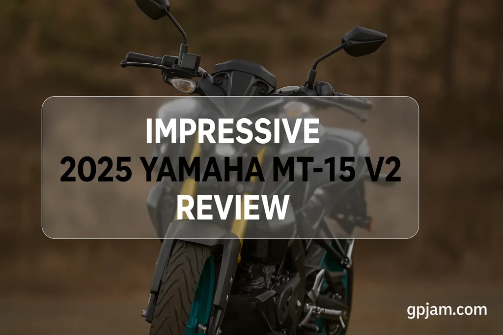 Yamaha MT-15 V2 2025 in Cyan Storm color parked on urban street