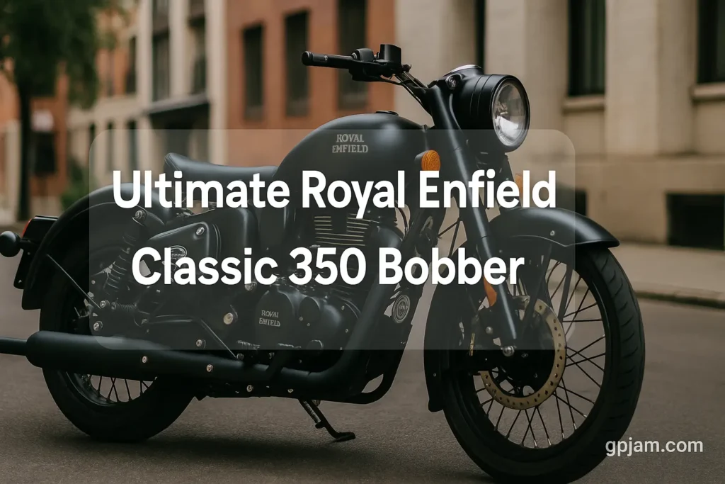 Royal Enfield Classic 350 Bobber in matte black parked on street